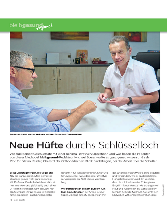 AOK Magazin "Neue Hüfte durchs Schlüsselloch"